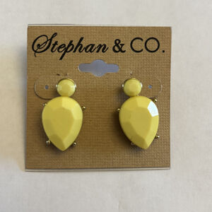 Stephan & Co. Yellow Faceted Teardrop Statement Studs NWT
